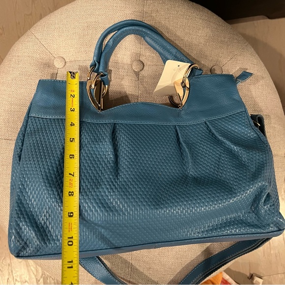 NEW Authentic Leather Baby Blue Purse Handbag - Picture 12 of 15